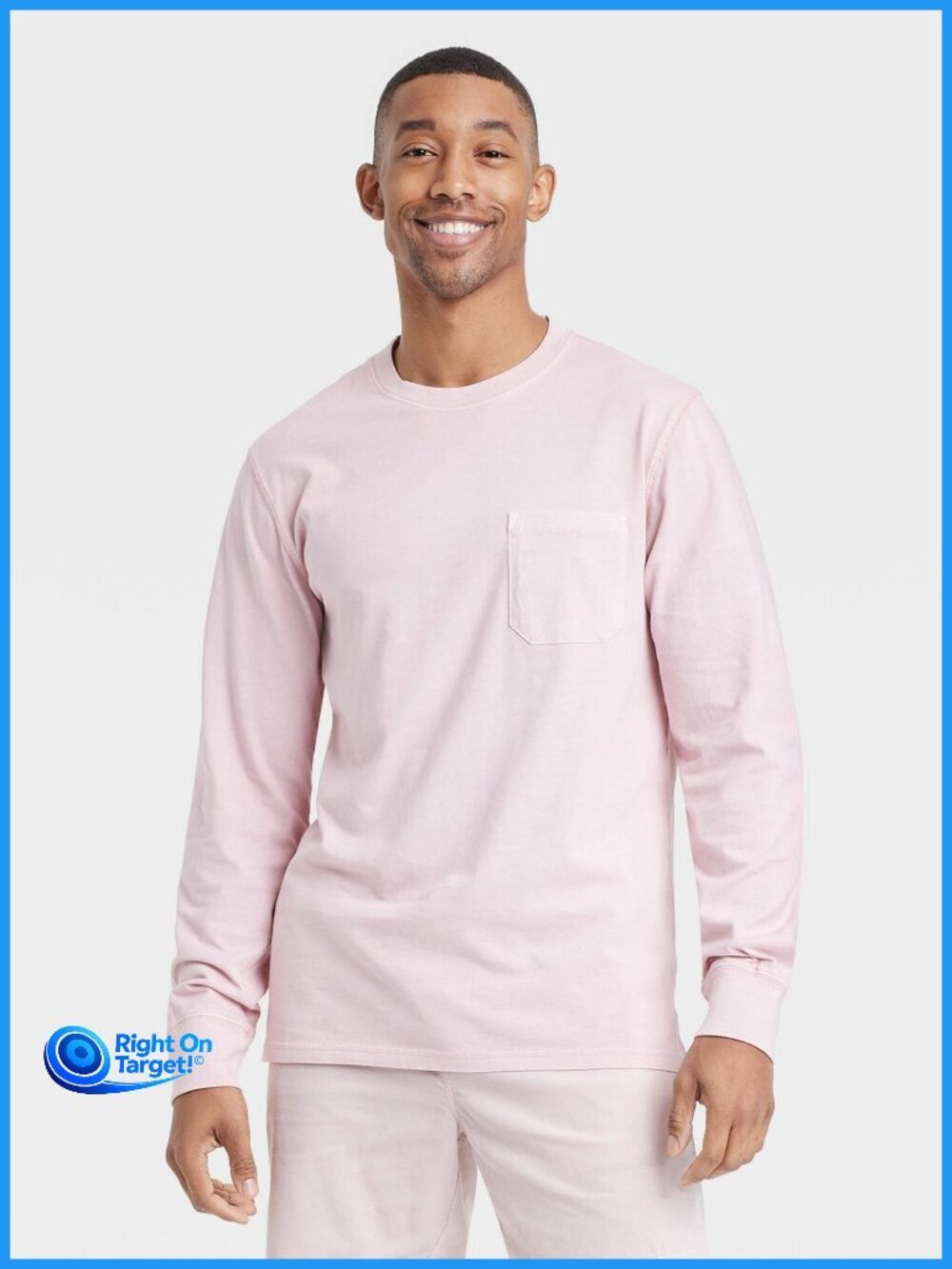 XXL - Mens Long Sleeve Pocket T-Shirt - Goodfellow Co - Light Pink
